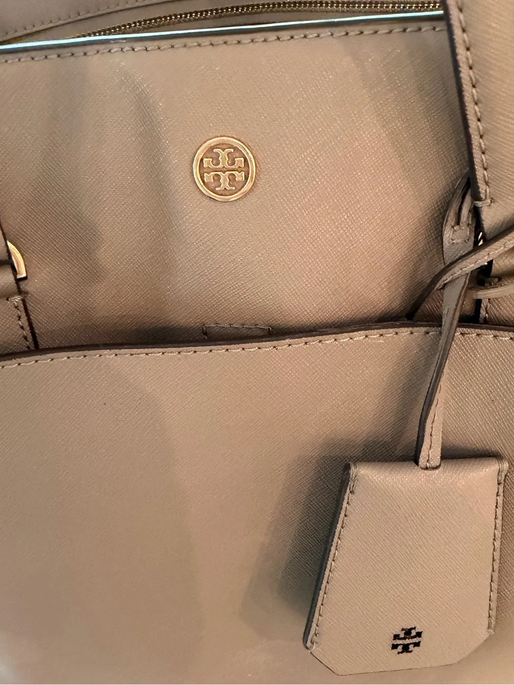 Tory Burch Taupe Leather Tote Bag - Picture 3 of 13